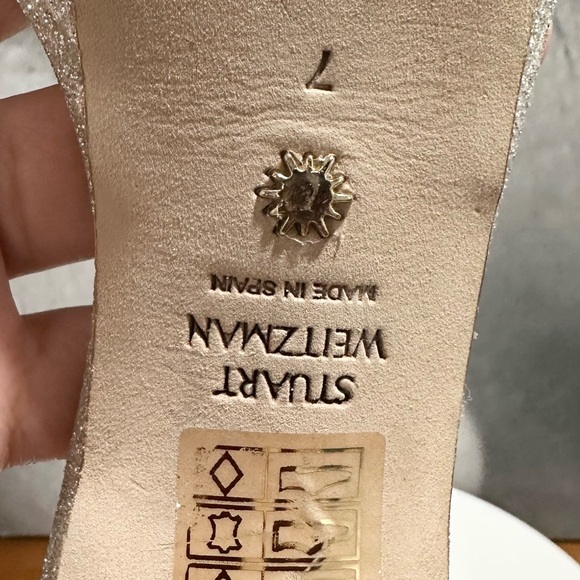 🌹STUART WEITZMAN🌹 Nudistdisco Imitation Pearl Glitter Sandal Size: 7 - Picture 11 of 12